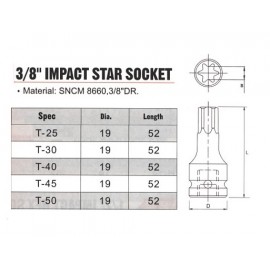 SQ3/8" IMPACT STAR SOCKET 
